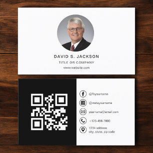 Modern minimal foto med QR Code Social Media Visitkort