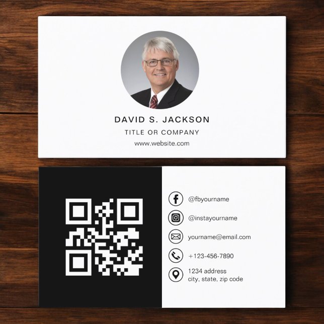 Modern minimal foto med QR Code Social Media Visitkort (Skapare uppladdad)