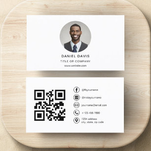 Modern minimal foto med QR Code Social Media Visitkort