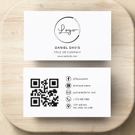 Modern minimal foto med QR Code Social Media Visitkort