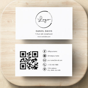 Modern minimal foto med QR Code Social Media Visitkort
