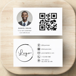 Modern minimal foto med QR Code Social Media Visitkort