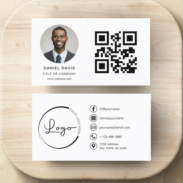 Modern minimal foto med QR Code Social Media Visitkort (Skapare uppladdad)