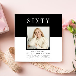 Modern minimal fotoålder 60 år inbjudningar