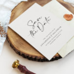 Modern minimal fotoenkel bröllop spara datumet<br><div class="desc">Modern bröllop spara datum-kort med fet stil i klassens typografi. Med modern elegant,  typografi och utrymme för ett foto på baksidan. Vit och svart klassisk monokrom färg kan anpassas. Finns i ett urval av färg.</div>