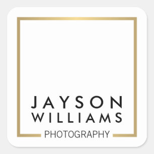 Modern minimal fotograf på Guld-kvadratisk Logotyp Fyrkantigt Klistermärke