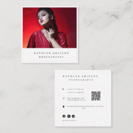 Modern minimal fotograf Qr-kod Fyrkantigt Visitkort