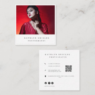 Modern minimal fotograf Qr-kod Fyrkantigt Visitkort