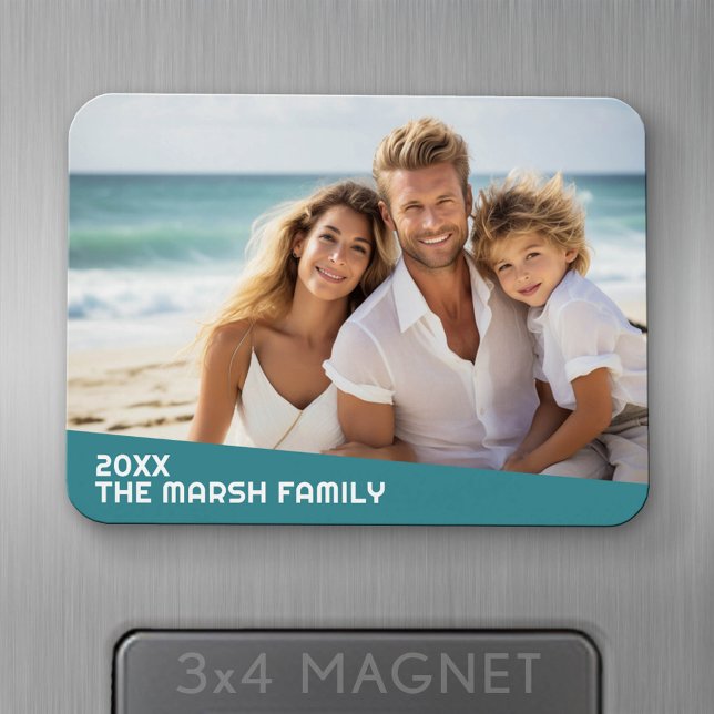 Modern Minimal Fotografi med Diagonalt Färgblock Magnet (Personalized fridge magnet - add photos and custom text)