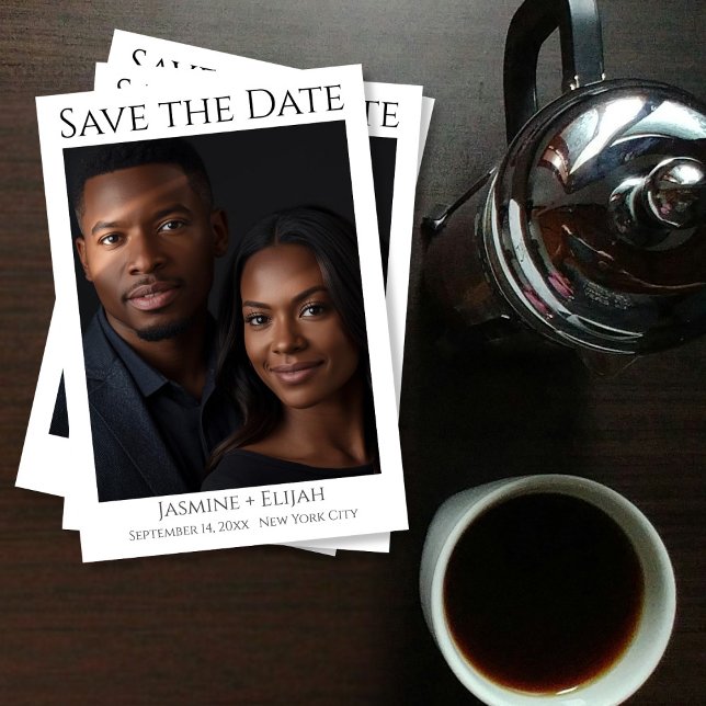 Modern Minimal Fotografi QR-kod Svart Vitt Spara Datumet (Modern Minimal Photo QR code Black White Save The Date)
