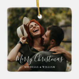 Modern minimal fotojulskript julgransprydnad keramik