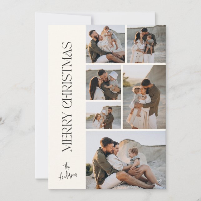 Modern minimal fotokollage av elegant jul julkort (Framsida)