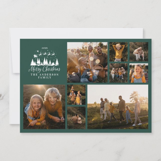 Modern minimal fotokollage - elegant jul julkort (Framsida)
