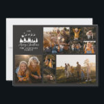 Modern minimal fotokollage - elegant jul julkort<br><div class="desc">Modern,  minimal helgdag av skript,  fotokollage svart och vitt julkort. Traditionell utformning av Pappa jul Santa och sleigh shilouette.</div>