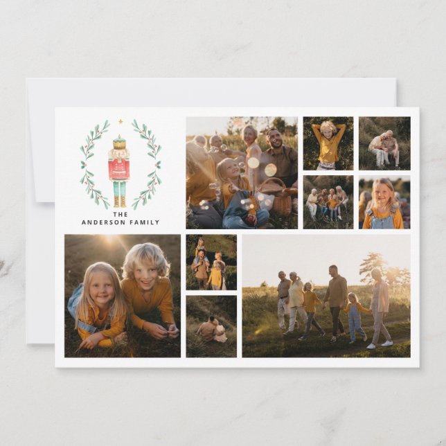 Modern minimal fotokollage - elegant jul julkort (Framsida)