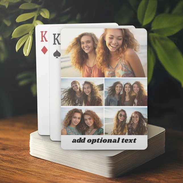 Modern minimal fotokollage med 5 bilder med text casinokort (Custom Playing Cards)
