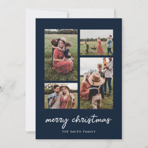 Modern minimal fotokollage med fyra God jul Julkort