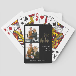 Modern minimal fotokollage Svart sparar datumet Casinokort