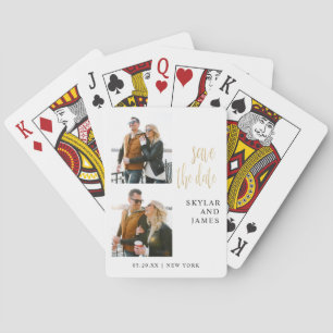 Modern minimal fotokollage vit Spara datumet Casinokort
