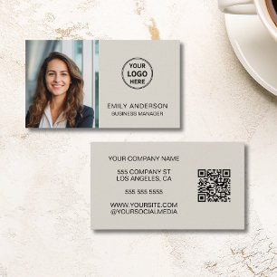 Modern minimal fotoLogotyp QR-Professionell Visitkort