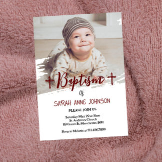 Modern minimal fotopatisk baptism i Baby Inbjudningar