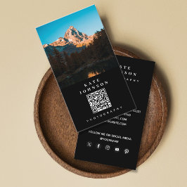 Modern minimal fotoskrivare QR-kod Social-media Visitkort