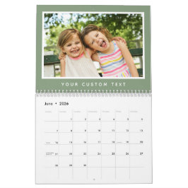 Modern minimal fototext för 2026-familjens Anpassn Kalender