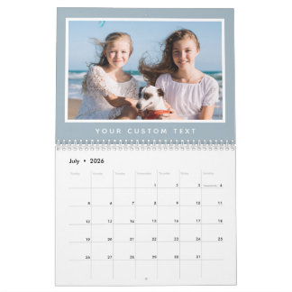 Modern minimal fototext för 2026-familjens Anpassn Kalender