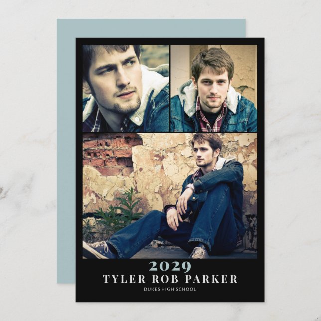 Modern minimal fotoutställning för Studenten 3 Inbjudningar (Fram/baksida)