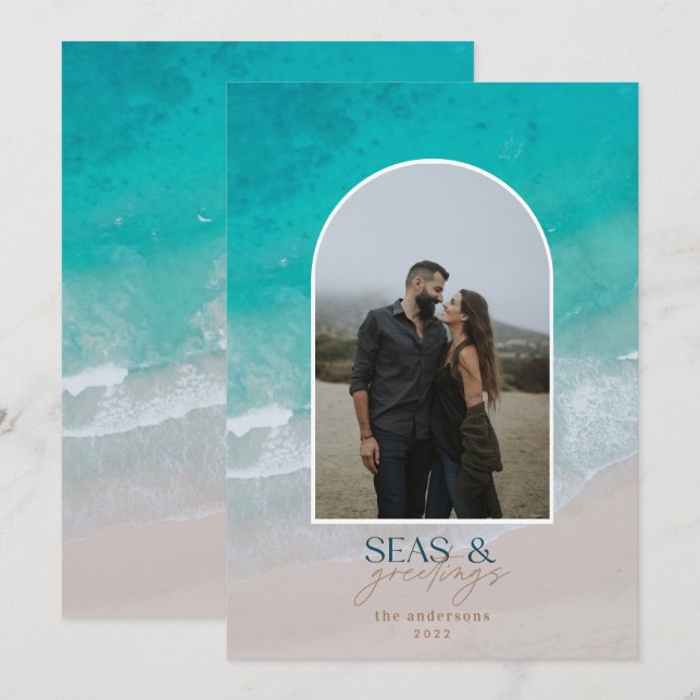 Modern minimal fotoutstrand julkort (Fram/baksida)