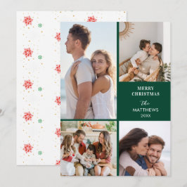 Modern Minimal Four Photo Collage Christmas Julkort