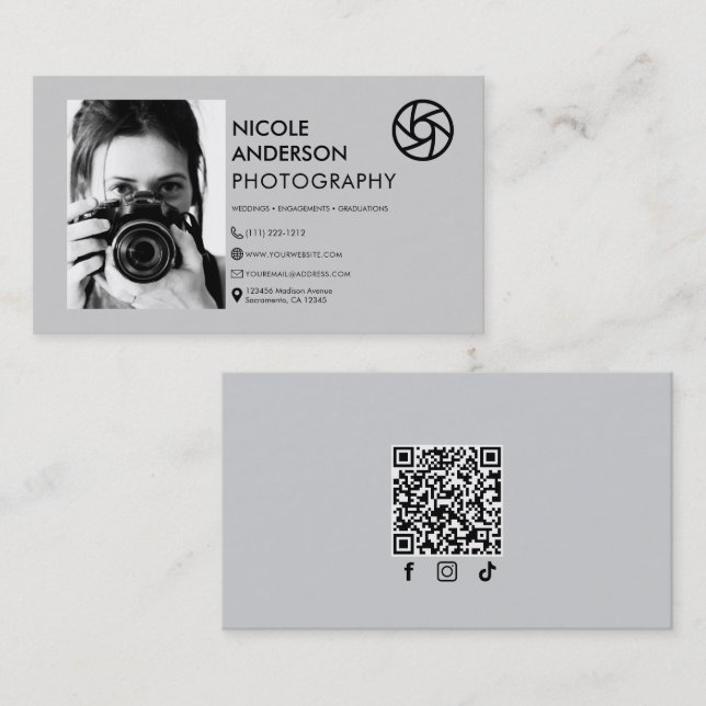 Modern Minimal Fram Logo Fotografi Foto Visitkort (Fram/baksida)