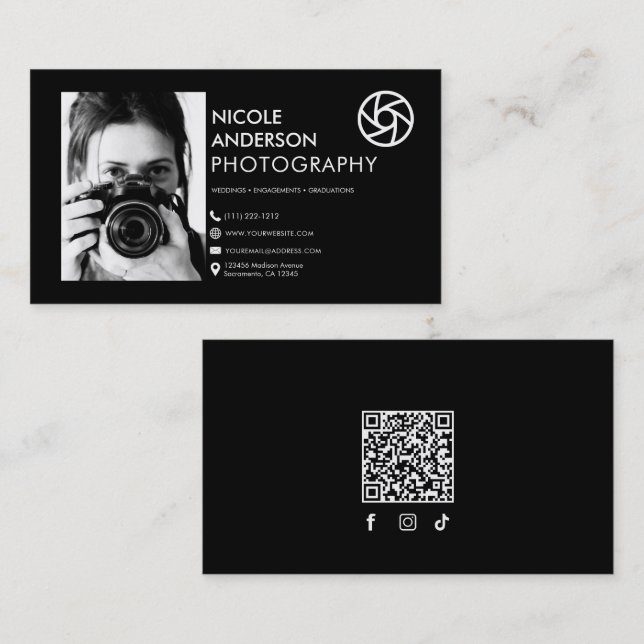 Modern Minimal Fram Logo Fotografi Foto Visitkort (Fram/baksida)