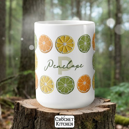 Modern Minimal Fresh Crochet Citrus Slices Namn Kaffemugg