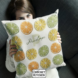 Modern Minimal Fresh Crochet Citrus Slices Namn Kudde