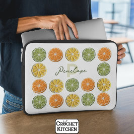 Modern Minimal Fresh Crochet Citrus Slices Namn Laptop Fodral