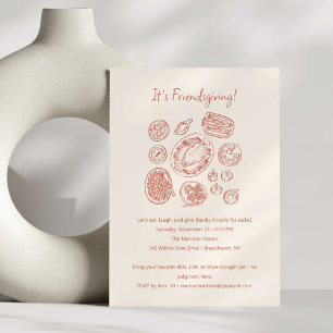 Modern Minimal Friendsgiving Middag Thanksgiving Inbjudningar