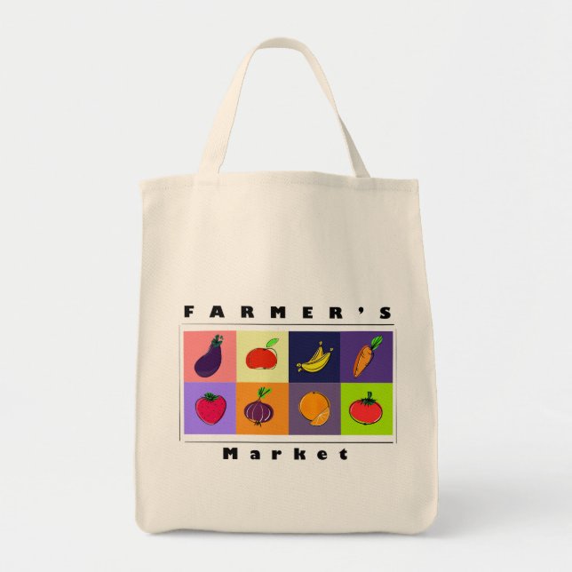 Modern Minimal Fruits & Veggies – Farmer’s Market Tygkasse (Framsidan)