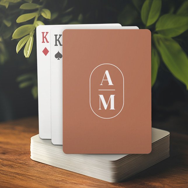 Modern Minimal fyllning Monogram - Terra Cotta Casinokort (Custom Playing Cards)