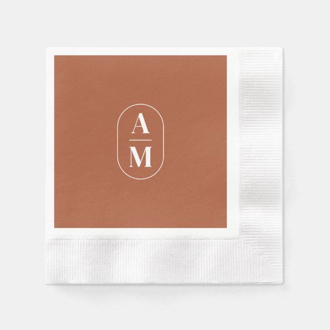 Modern Minimal fyllning Monogram - Terra Cotta Pappersservett (Framsidan)