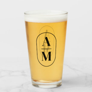 Modern minimal fyllningsmonogram - svart glaskopp