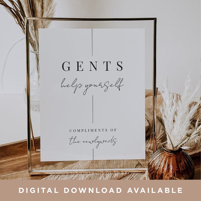 Modern minimal Gents-tecken Bröllop Bathroom Baske Poster (Skapare uppladdad)