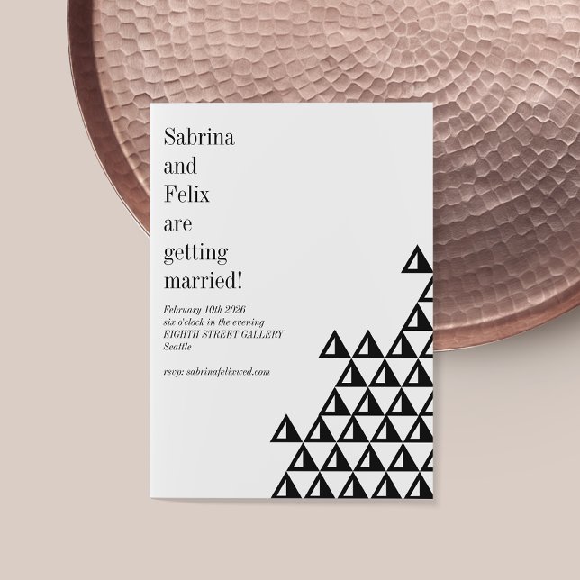 Modern Minimal Geometric Art Black White Bröllop Inbjudningar (Skapare uppladdad)