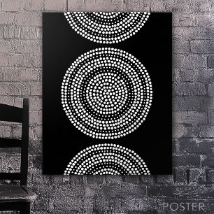 Modern minimal Geometric Circle White Black Poster