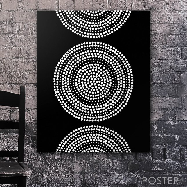 Modern minimal Geometric Circle White Black Poster (Custom Poster)