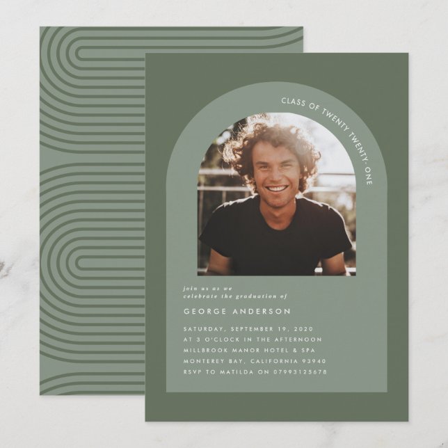 Modern, minimal geometrisk bild av grönten för boh (Fram/baksida)