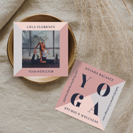 Modern minimal geometrisk fet Yoga Studio-foto med Fyrkantigt Visitkort