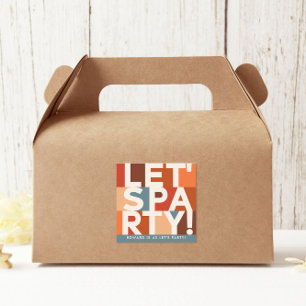 Modern minimal ger party fetstilt grafik fyrkantigt klistermärke