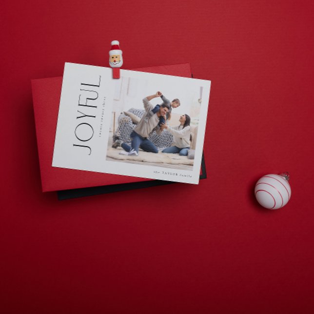 Modern minimal Glatt familjefolljul Julkort (Spread Joy! Send a Personalized 'Joyful' Holiday Card 📸🎄 [Your Photo Here])