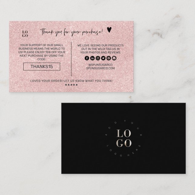 Modern Minimal  Glitter Business Tack Visitkort (Fram/baksida)